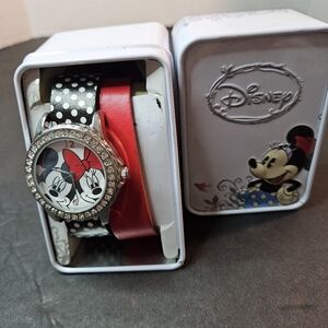 Disney Minnie Mouse/Mickey Mouse Polka Dot Watch with Extra Red Band